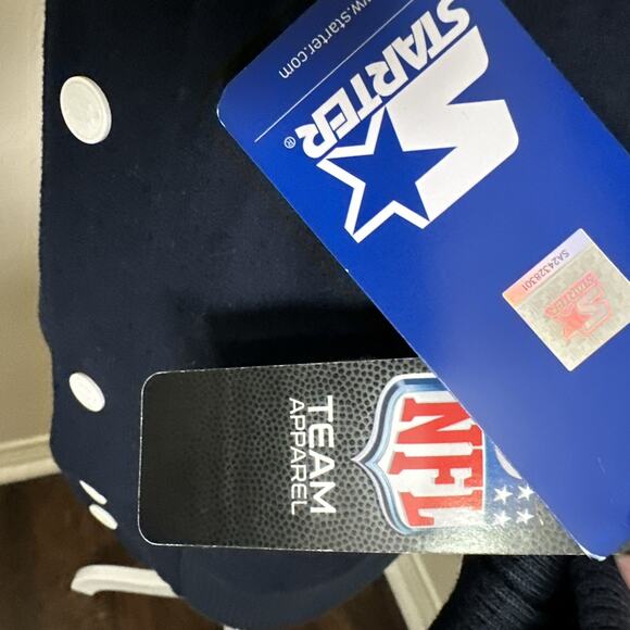 🔥Starter Dallas Cowboys Varsity Bomber Jacket Men’s Small Navy Blue MSRP $450 - Picture 16 of 16